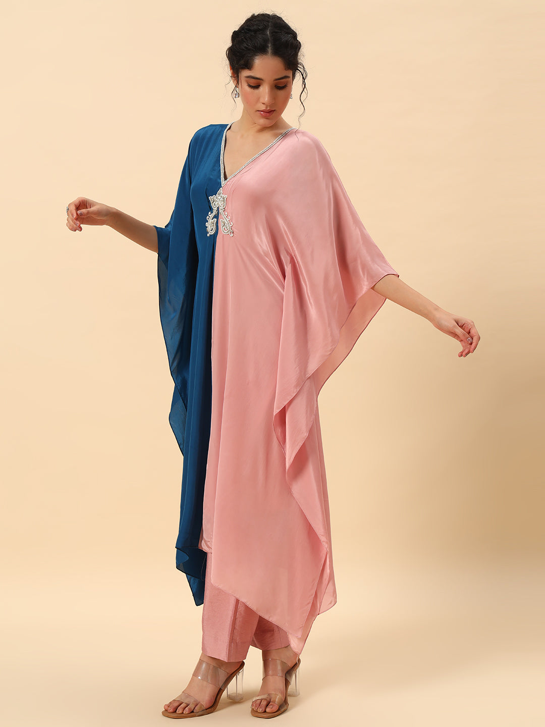 Sapphire & Rose Colour-Block Kaftan Set