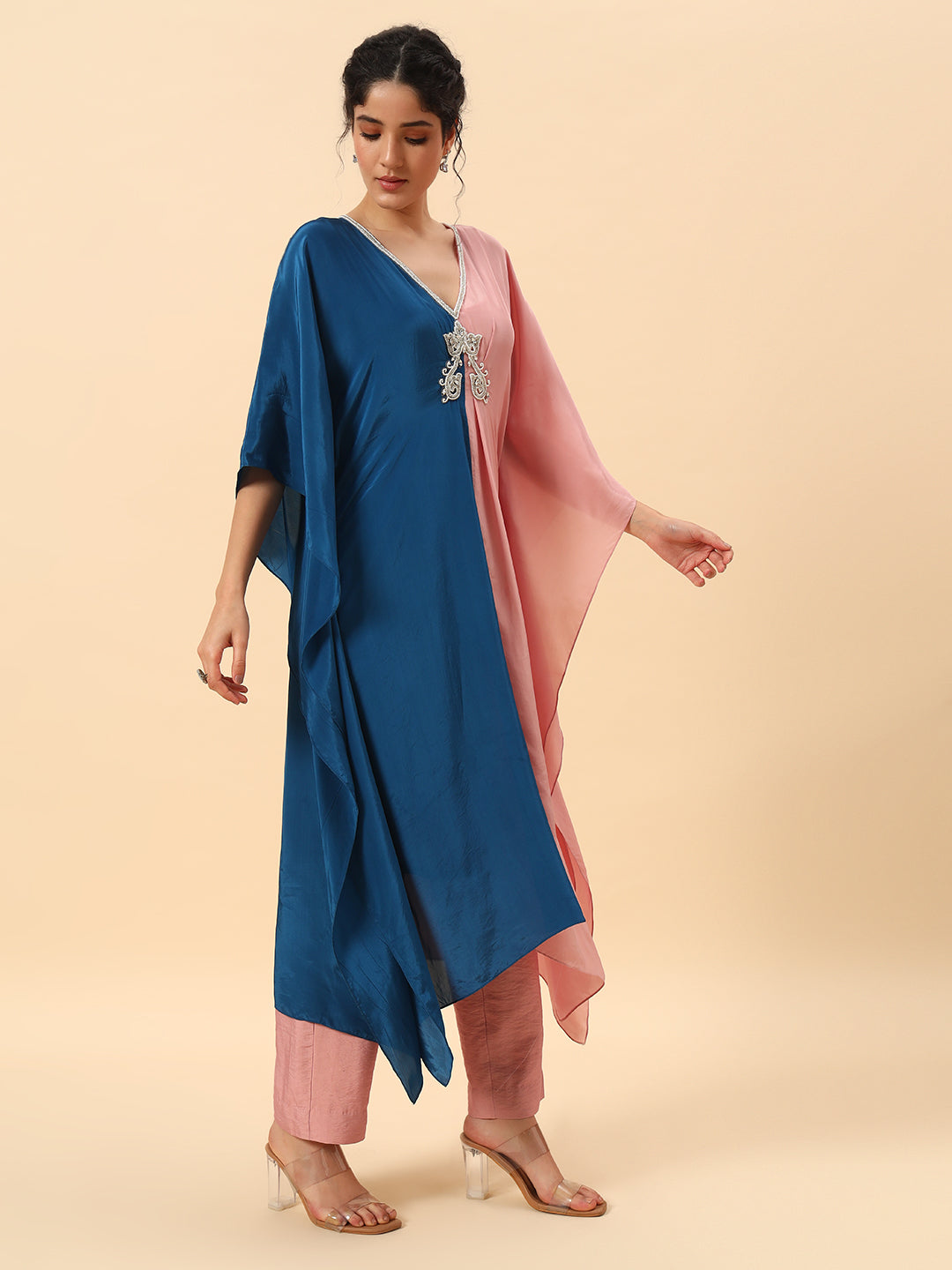 Sapphire & Rose Colour-Block Kaftan Set