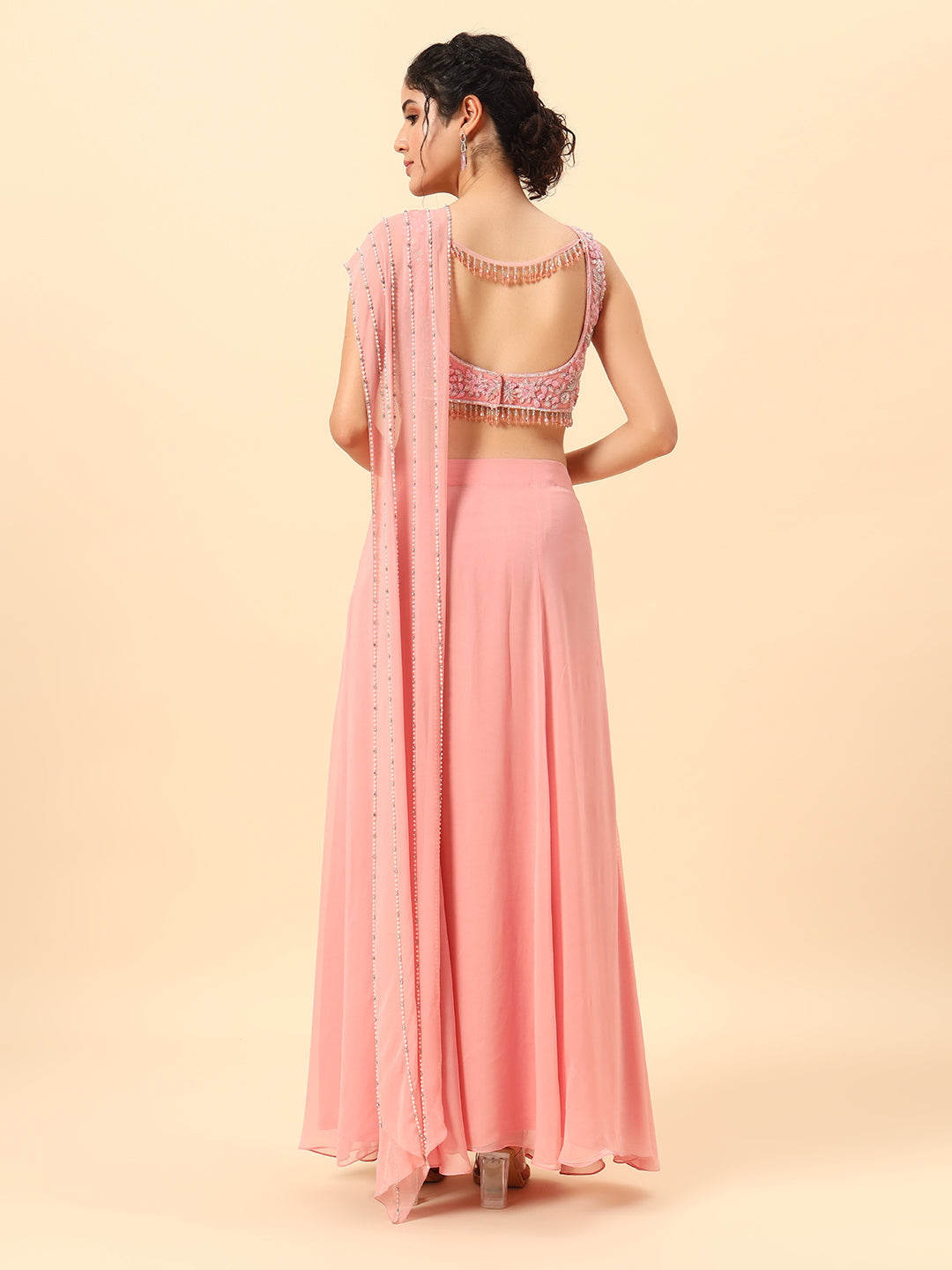 Beautiful Baby Pink Drape saree