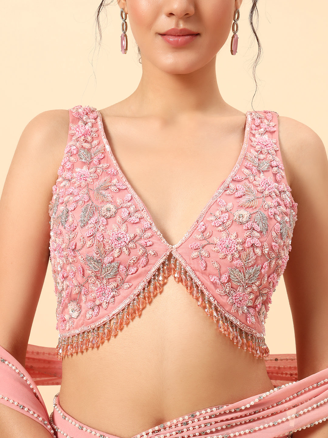 Beautiful Baby Pink Drape saree