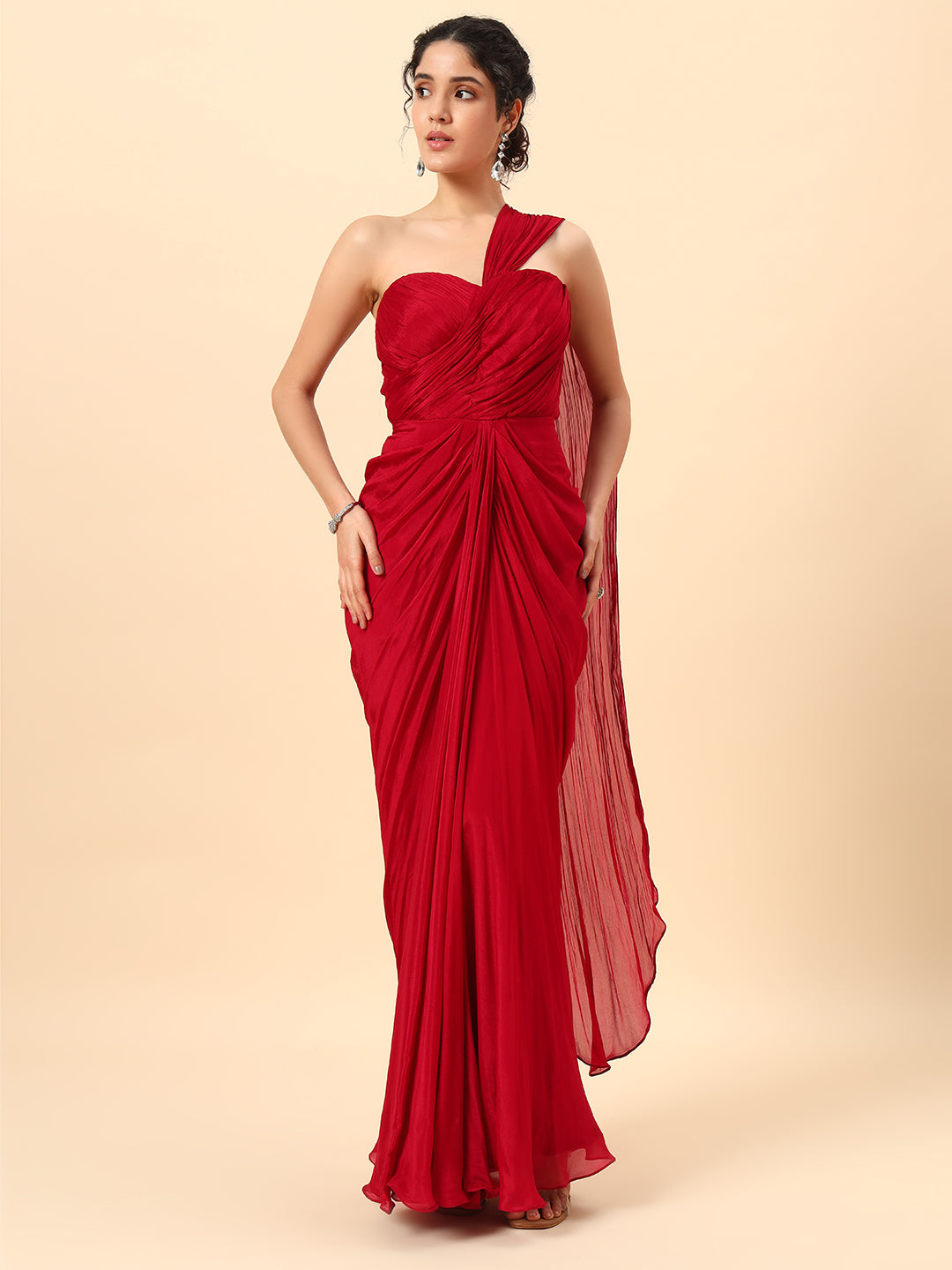 Baby Pink Pre-Draped Saree