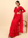 Beautiful Cherry Red Drape saree
