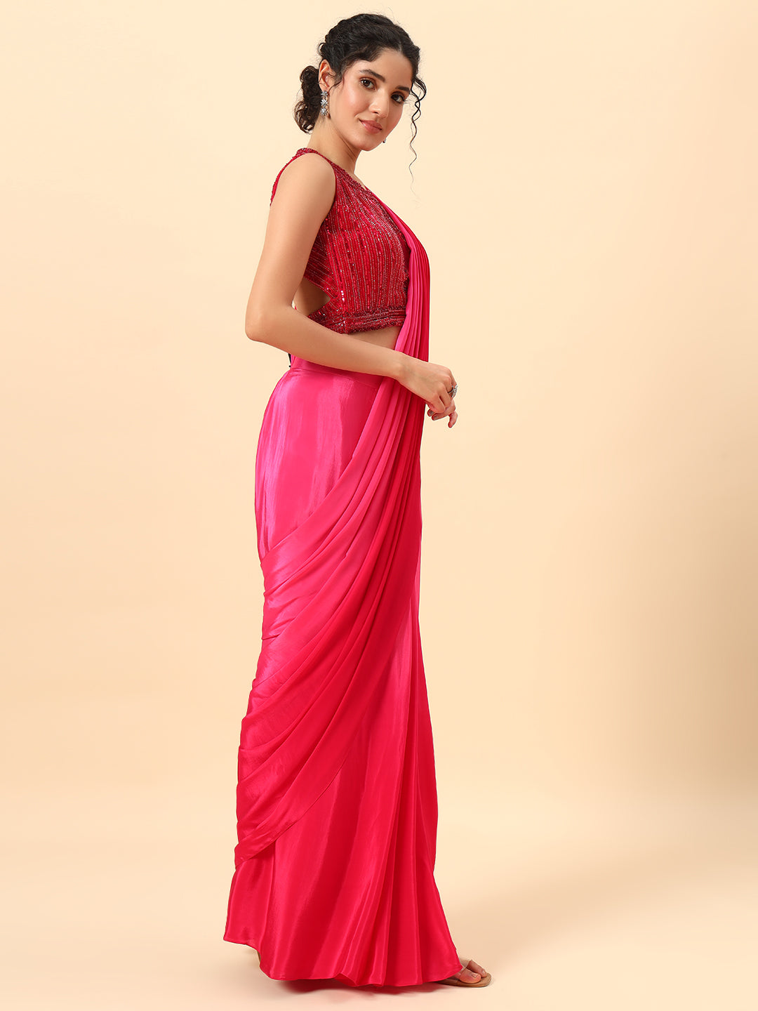 Beautiful Pink Ombre Drape Saree