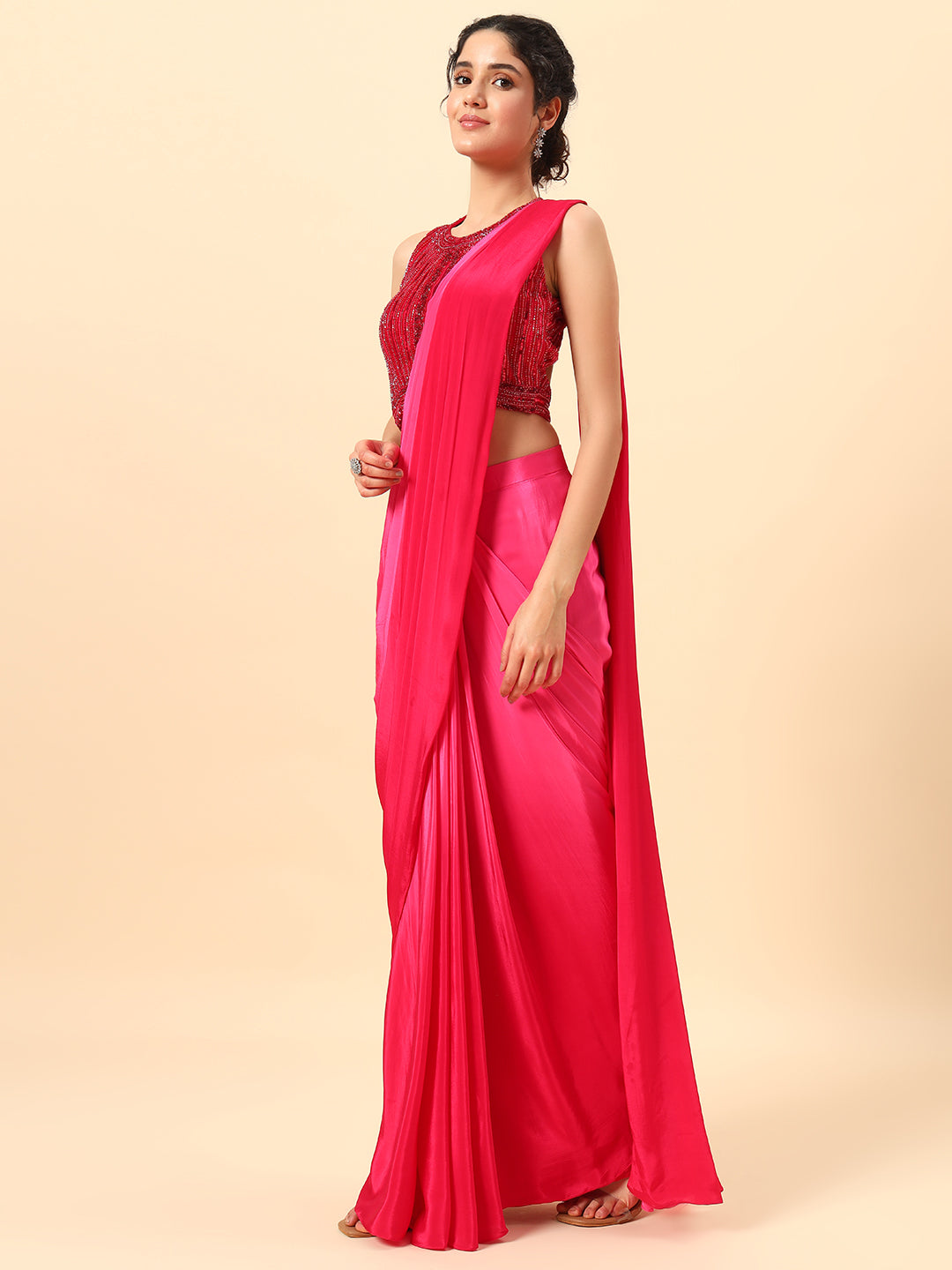 Beautiful Pink Ombre Drape Saree