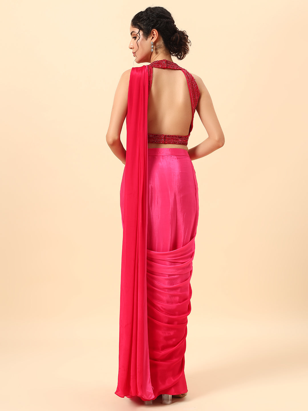 Beautiful Pink Ombre Drape Saree