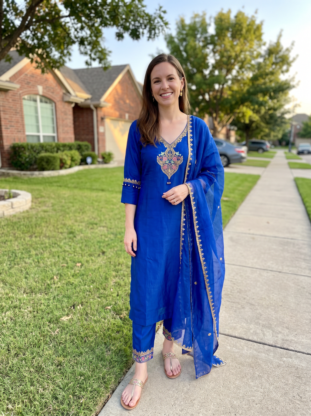 Royal Blue Chanderi Kurta Set