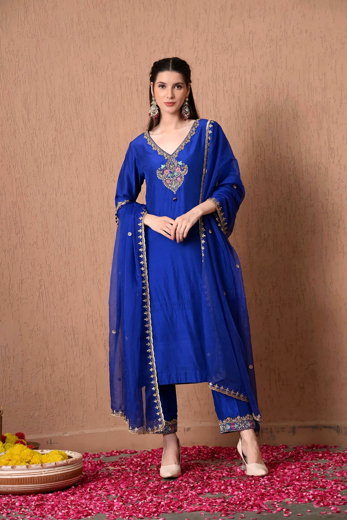 Royal Blue Chanderi Kurta Set