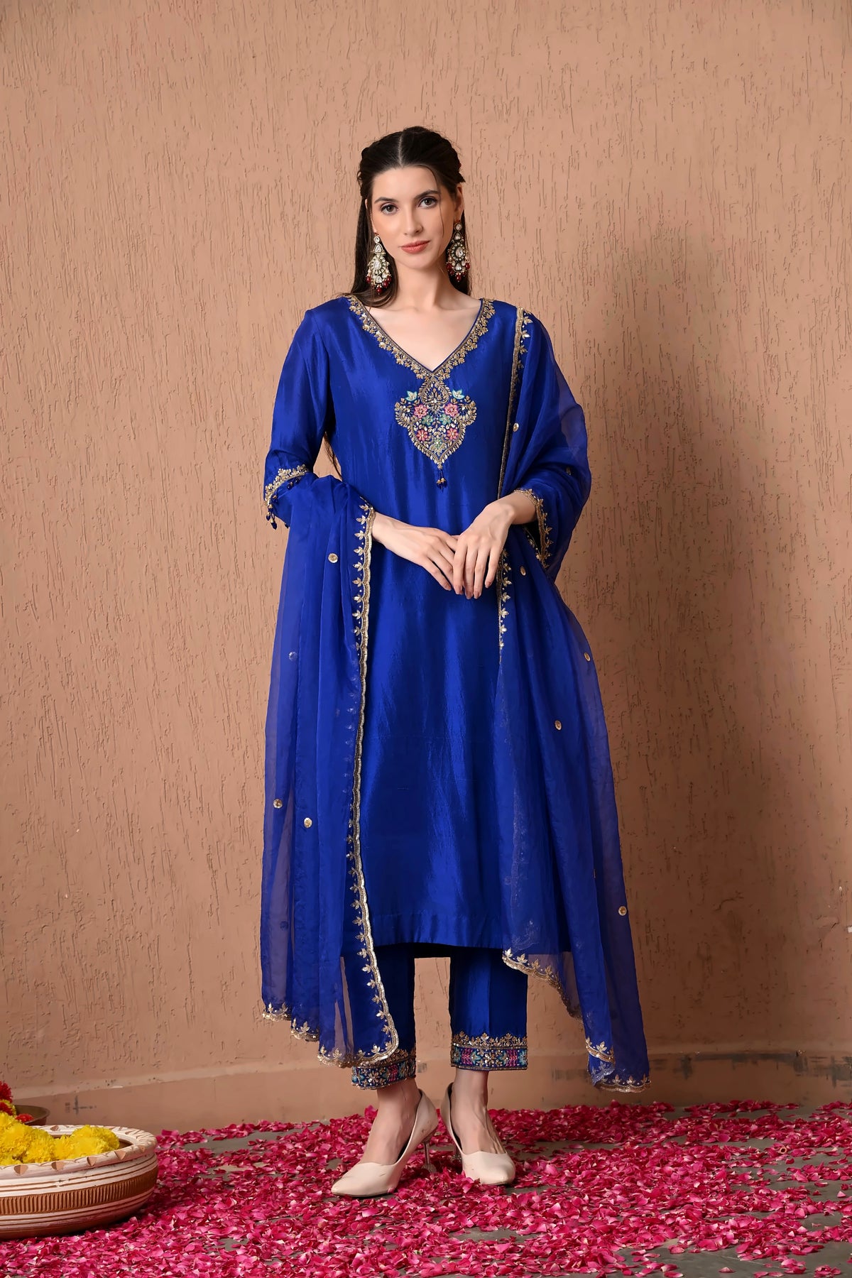 Royal Blue Chanderi Kurta Set