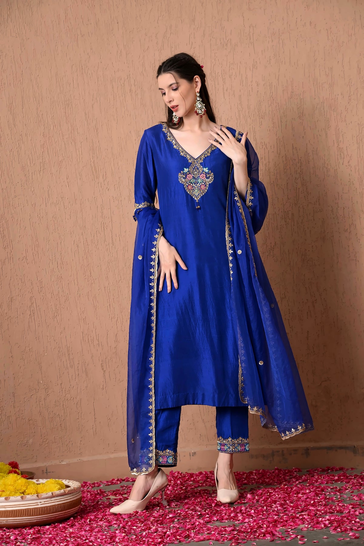 Royal Blue Chanderi Kurta Set