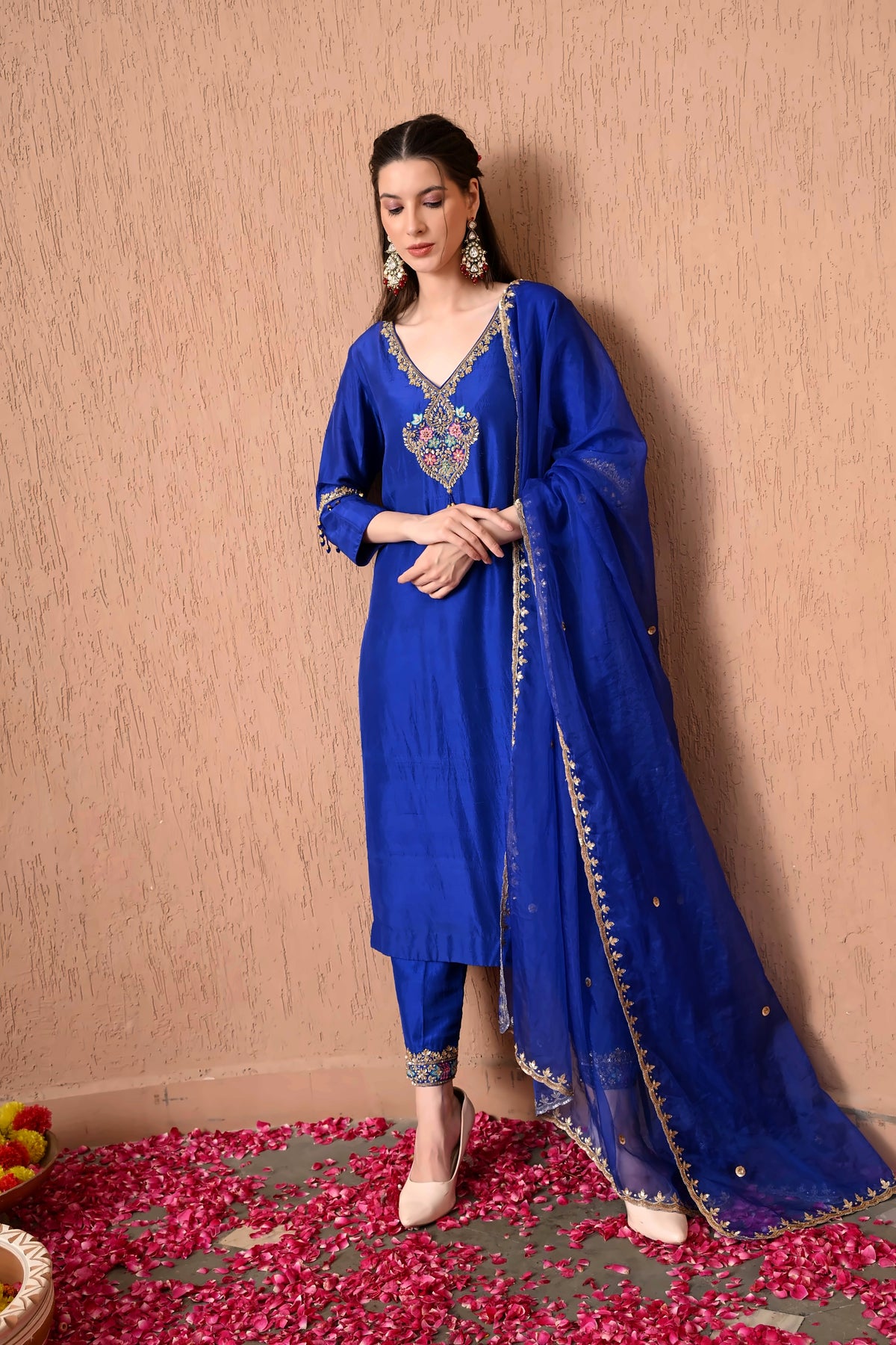 Royal Blue Chanderi Kurta Set