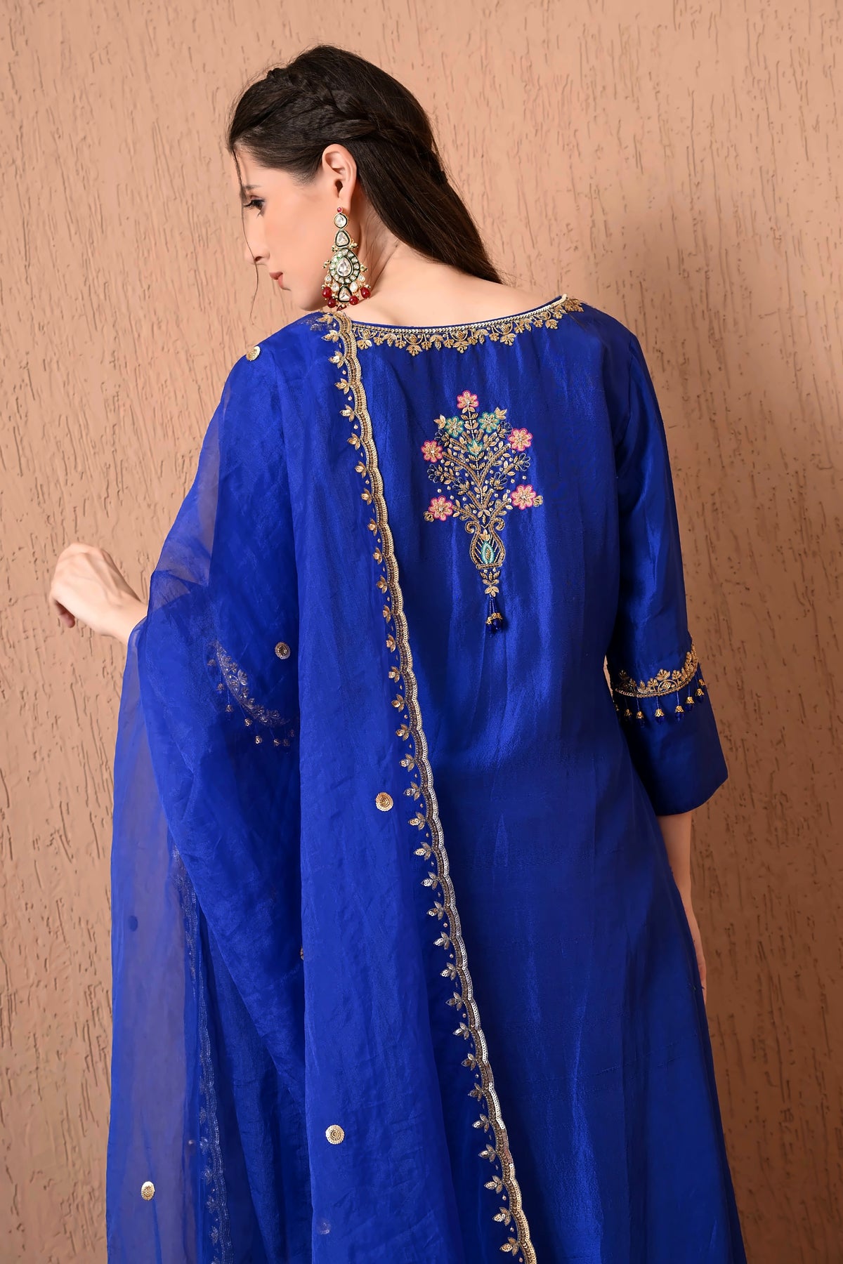Royal Blue Chanderi Kurta Set