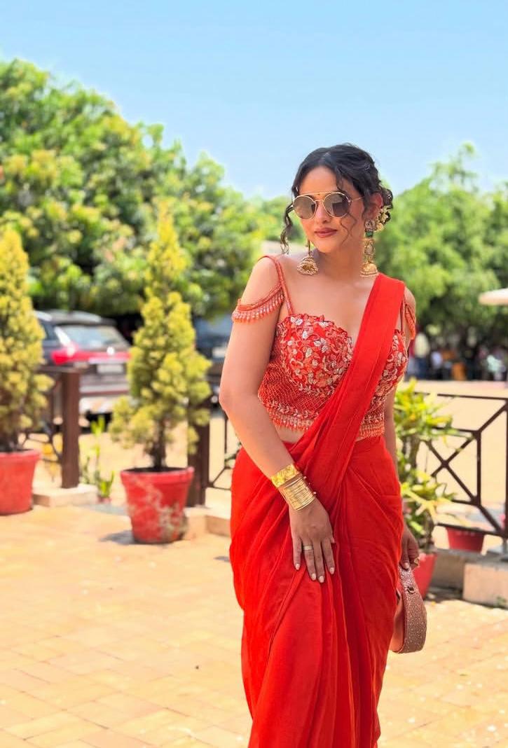 Beautiful Rust Orange Drape saree