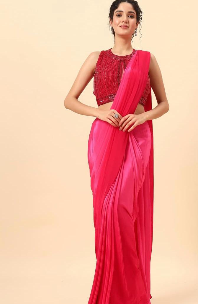 Beautiful Red Ombre Drape saree