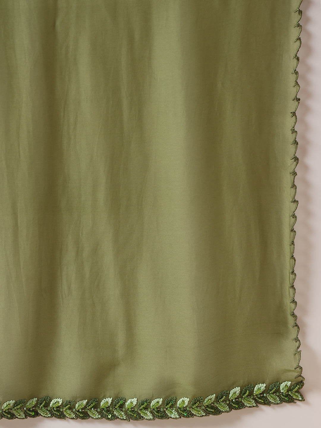 Olive Leaf-Embroidered Kurta Set — view 3