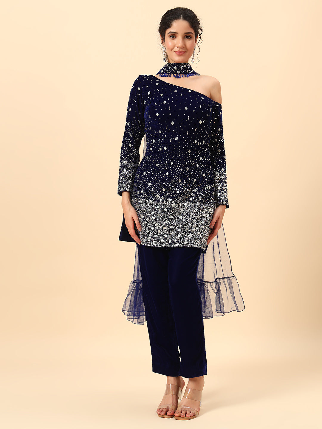 Midnight Sequin Ombre Kurta Set — view 1