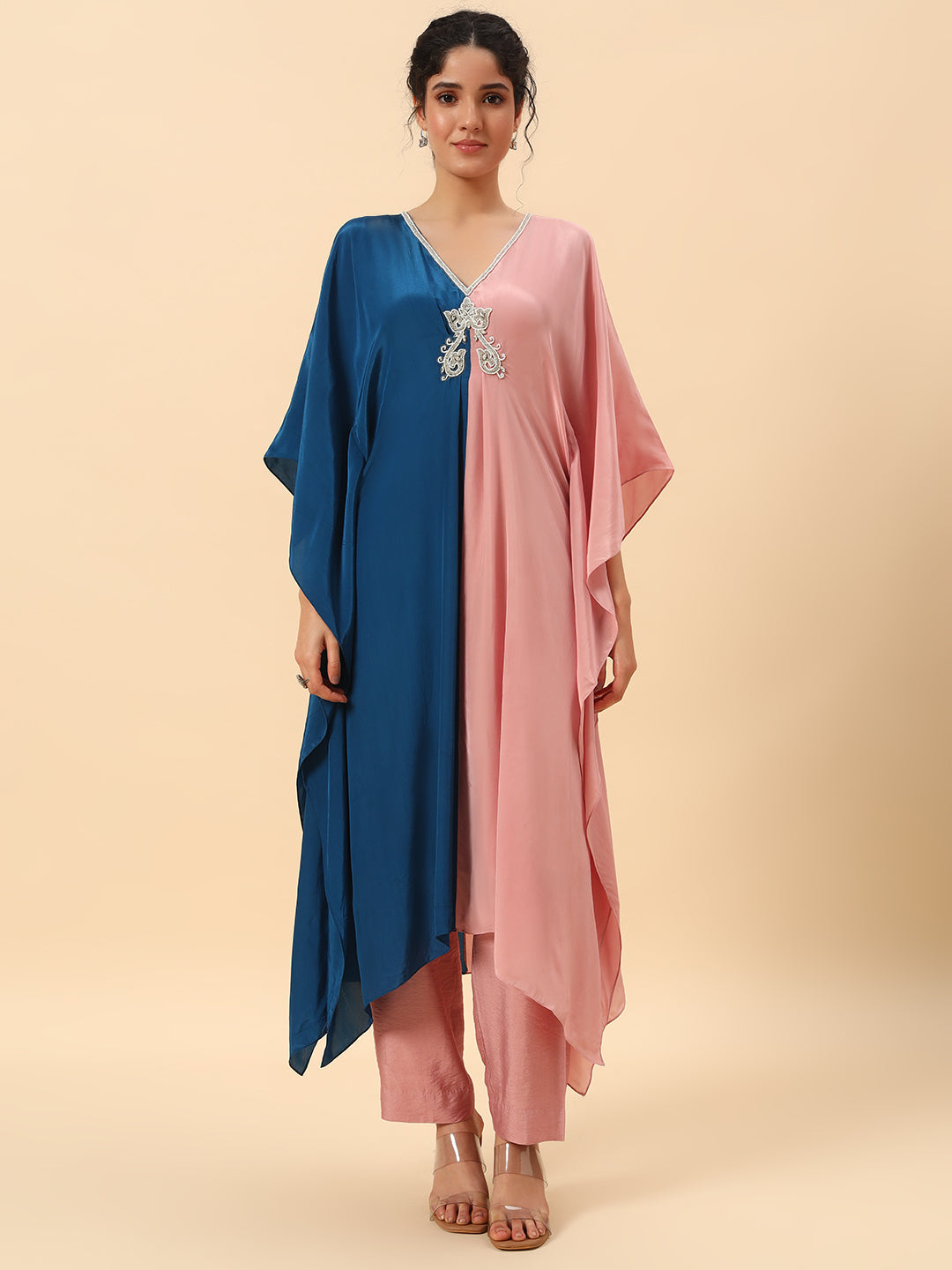 Sapphire & Rose Colour-Block Kaftan Set — view 1